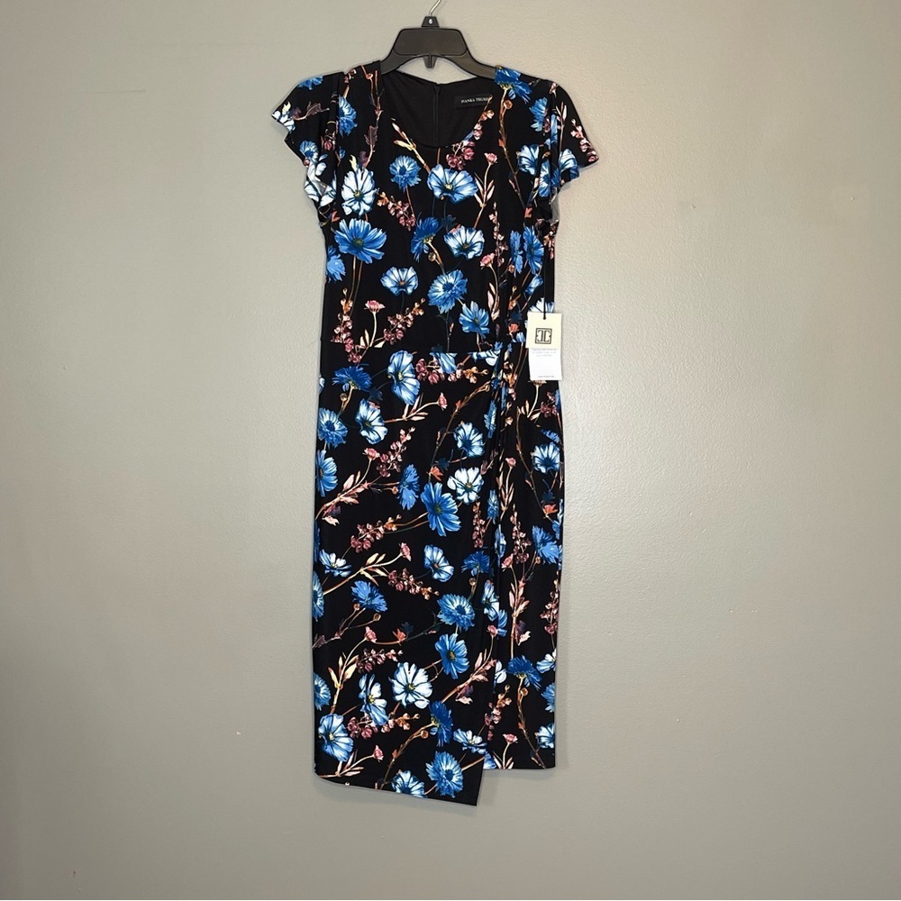 Ivanka Trump Black Blue Pink Floral Dress Size M Medium (NWT)